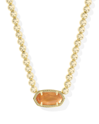 Kendra Scott Elisa Gold Beaded Necklace / Papaya Mother of Pearl