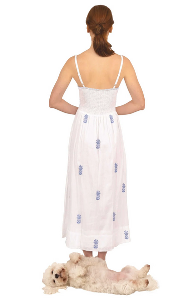 Gretchen Scott Women's Fiesta Time Hand Embroidered Dress / White-Peri