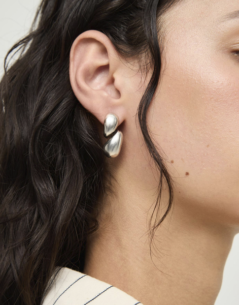 Uno de 50 Essentia Chunky Double Teardrop SP Earrings