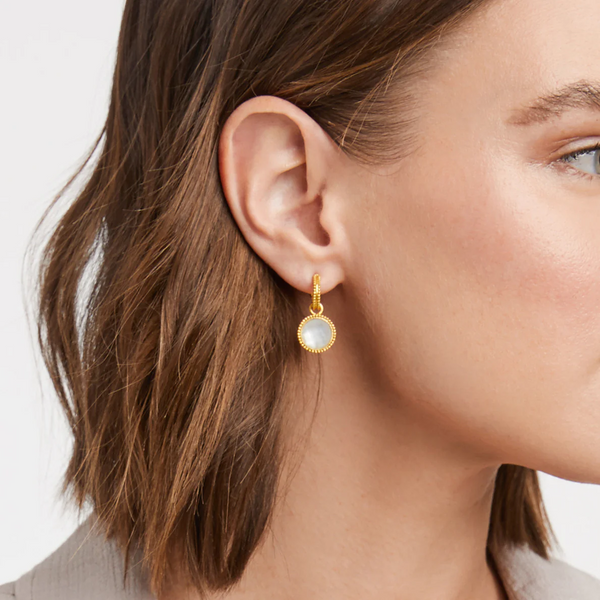 Julie Vos Fleur-de-Lis Hoop & Charm Pearl Earrings