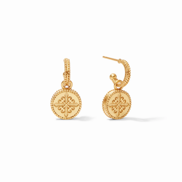Julie Vos Fleur-de-Lis Hoop & Charm Pearl Earrings