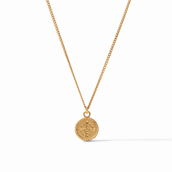 Julie Vos Fleur-de-Lis Solitaire Pearl Gold Necklace