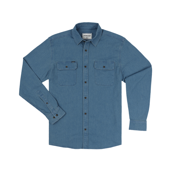 Poncho Men's Long Sleeve Denim Shirt