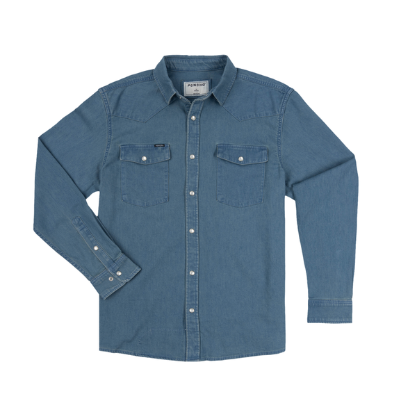 Poncho Men's Long Sleeve Denim Shirt
