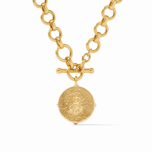 Julie Vos Honeybee Demi Gold Necklace / Iridescent Chalcedony Blue
