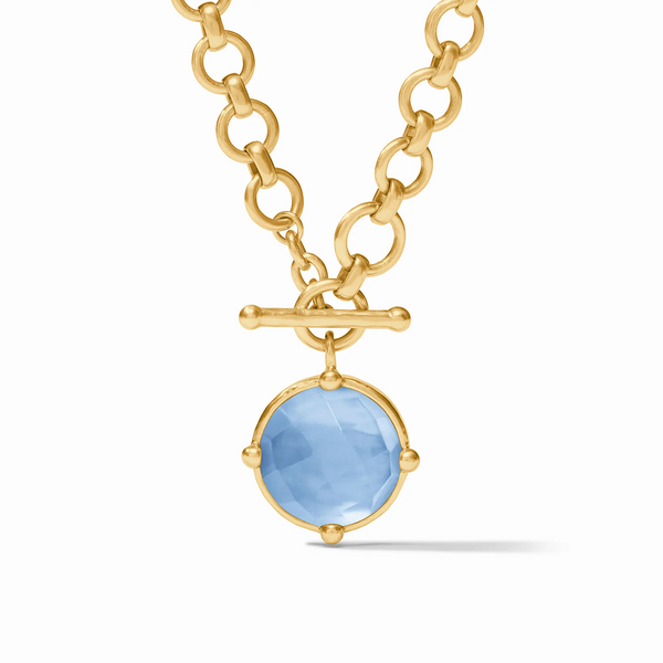 Julie Vos Honeybee Demi Gold Necklace / Iridescent Chalcedony Blue