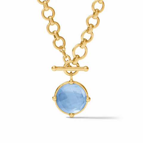 Julie Vos Honeybee Demi Gold Necklace / Iridescent Chalcedony Blue