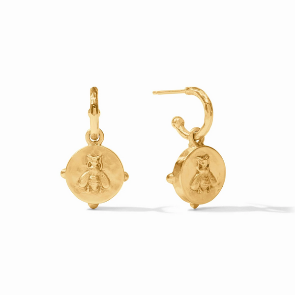 Julie Vos Honeybee Hoop & Charm Earrings / Iridescent Chalcedony Blue