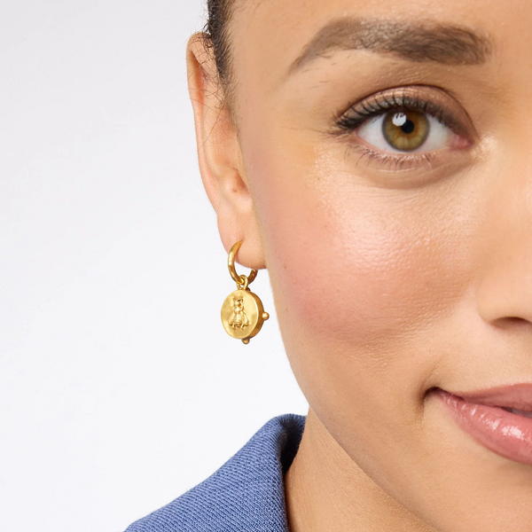 Julie Vos Honeybee Hoop & Charm Earrings / Iridescent Chalcedony Blue