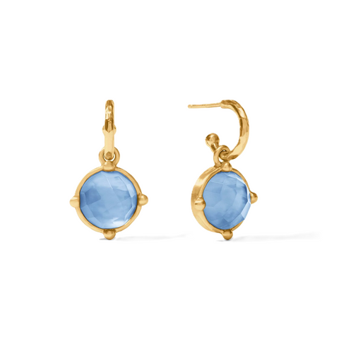 Julie Vos Honeybee Hoop & Charm Earrings / Iridescent Chalcedony Blue
