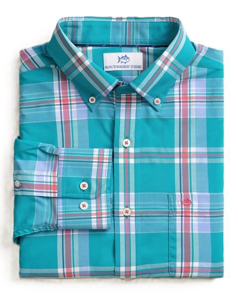 Southern Tide Men's LS Intercoastal Greenview Sportshirt / Spruce Shade
