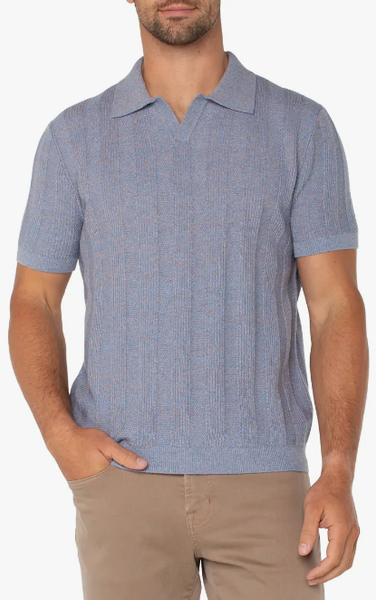 Liverpool Men's Johnny Collar Knit Sweater / Blue - Peach