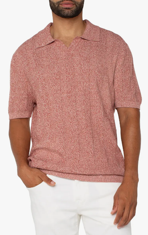 Liverpool Men's Johnny Collar Knit Sweater / Nantucket Red