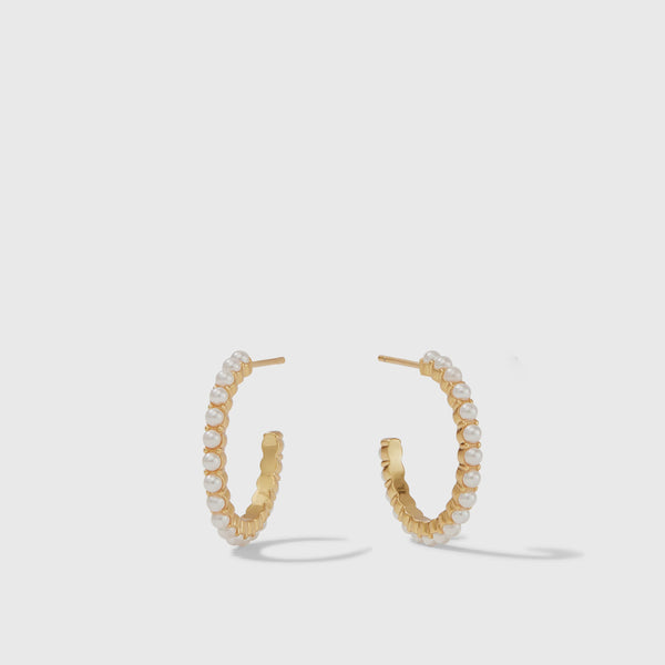 Julie Vos Juliet Gold Pearl Small Hoop Earrings