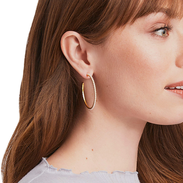 Julie Vos Juliet Gold Pearl Small Hoop Earrings