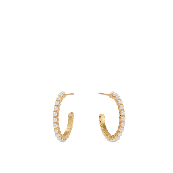 Julie Vos Juliet Gold Pearl Small Hoop Earrings