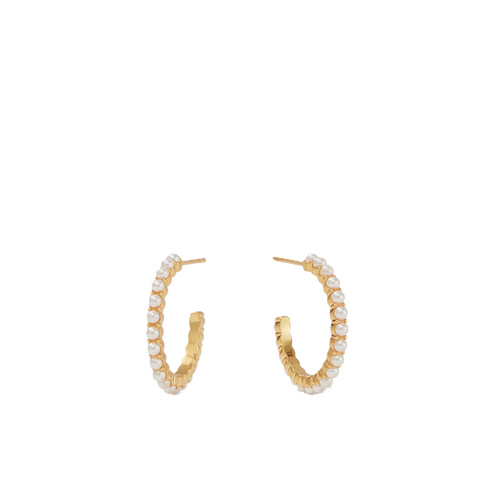 Julie Vos Juliet Gold Pearl Small Hoop Earrings