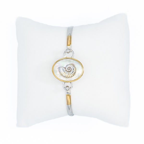 Kovel Two Tone Nautilus Shell On MOP Oval Topper