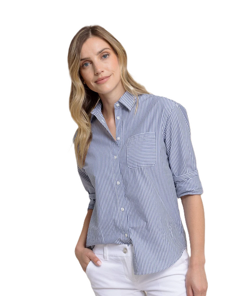 Southern Tide Women's Katherine Striped Shirt / Dress Blue
