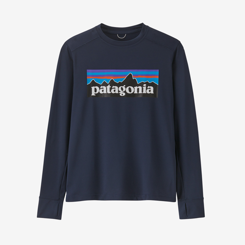 Patagonia Kids' Long-Sleeved Capilene Silkweight UPF T-Shirt / P6 Logo New Navy
