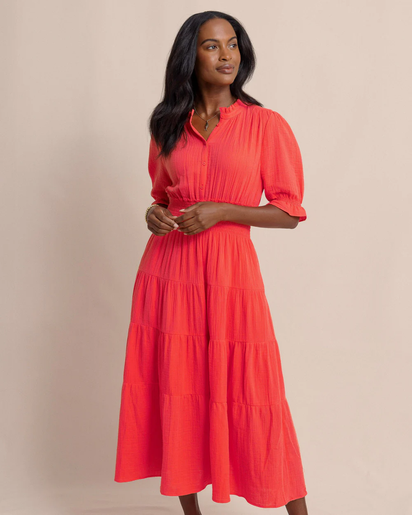 Southern Tide Women's Christa Maxi Dress / Sunset Coral - Andy Thornal Company Southern Tide Women's Christa Maxi Dress / Sunset Coral - Andy Thornal Company