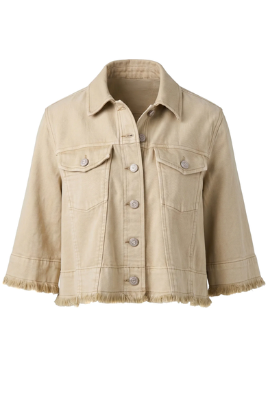 Liverpool Women's 3/4 Sleeve Frayed Flounce Jacket / Light Khaki