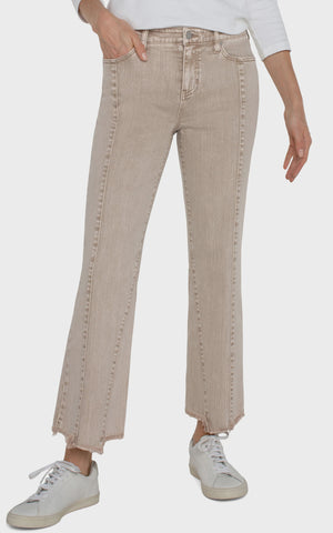 Liverpool Hannah Crop Flare Fray Jeans / Biscuit Tan
