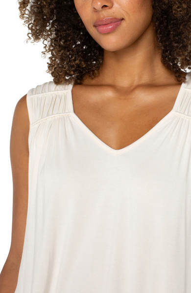 Liverpool Women's Shirred Detail Knit Top / Whipped Cream