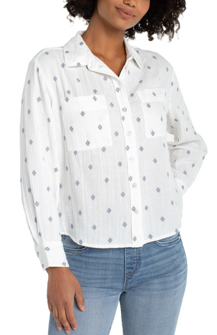 Liverpool Women's LS Button Front Shirt / Off White