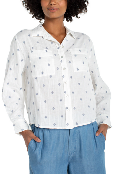 Liverpool Women's LS Button Front Shirt / Off White