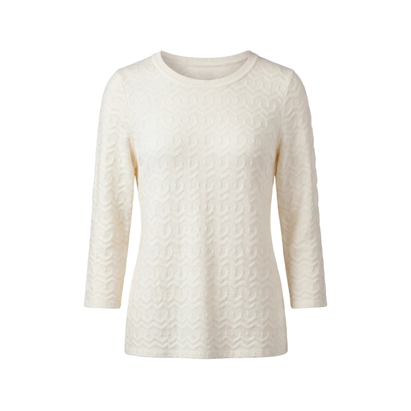 Liverpool Women's 3/4 Sleeve Crew Neck Knit Top With Rib Trim / French Vanilla