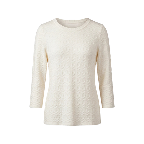 Liverpool Women's 3/4 Sleeve Crew Neck Knit Top With Rib Trim / French Vanilla