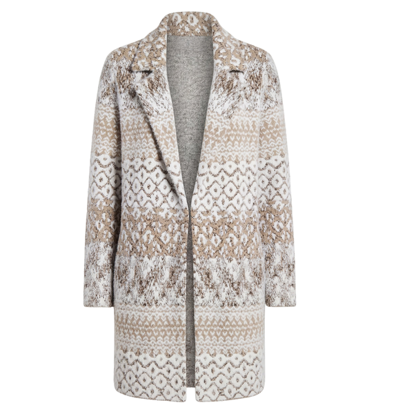 Liverpool Women's Open Front Coatigan Sweater / Oatmeal White Shibori