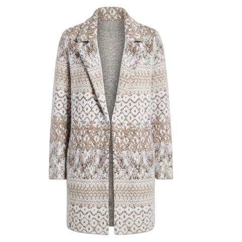 Liverpool Women's Open Front Coatigan Sweater / Oatmeal White Shibori