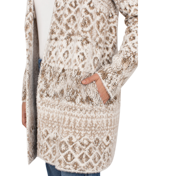 Liverpool Women's Open Front Coatigan Sweater / Oatmeal White Shibori
