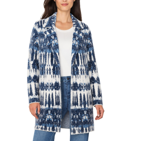 Liverpool Women's Open Front Coatigan Sweater / Navy White Multi