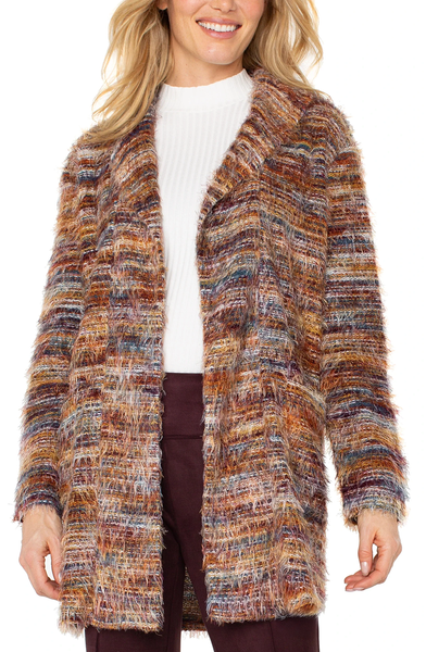 Liverpool Open Front Coatigan Sweater / Multi Feather Knit