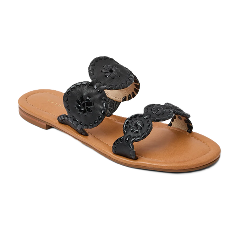 Jack Rogers Women's Lauren II Flat Sandal / Black Leather