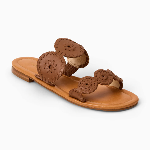 Jack Rogers Women's Lauren II Flat Sandal / Cognac Leather
