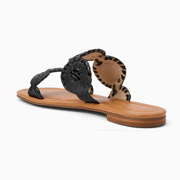 Jack Rogers Women's Lauren II Flat Sandal / Black Leather