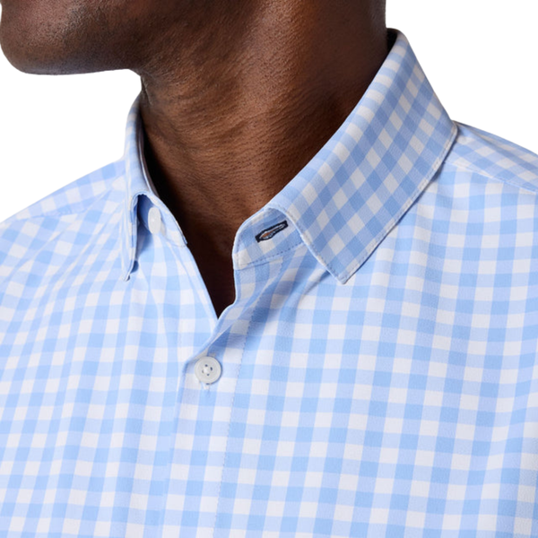 Mizzen + Main Men's Leeward Trim Fit Dress Shirt / Light Blue Gingham