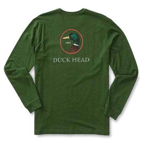 Duck Head Men's Logo Long Sleeve Tee Shirt / Pine Green