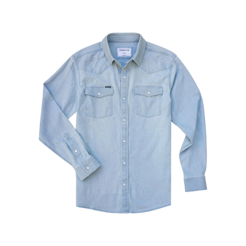 Poncho Men's Long Sleeve Denim Shirt