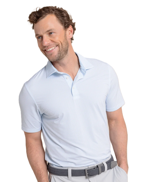 Southern Tide Men's S/S Coastal Brreeze Meadowbrook Stripe Polo / Clearwater Blue