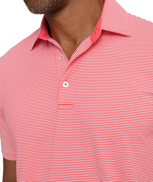 Southern Tide Men's S/S Brreeze Meadowbrook Stripe Polo / Snapper