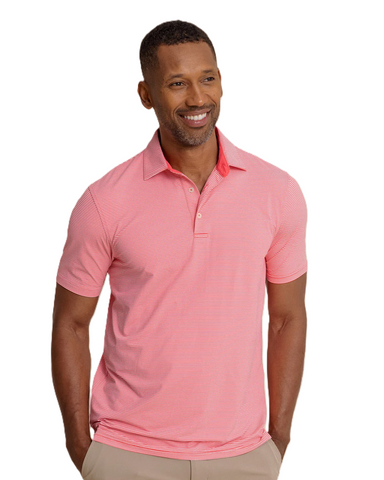 Southern Tide Men's S/S Brreeze Meadowbrook Stripe Polo / Snapper