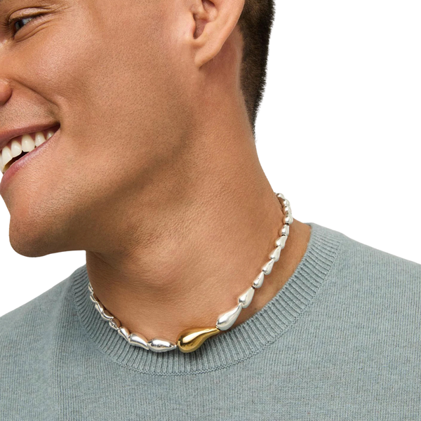 Uno de 50 Medelux Silver and Gold Tone Linked Organic Shaped Necklace
