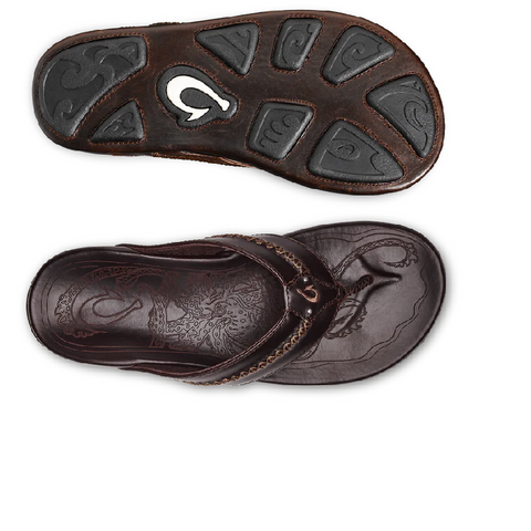 OluKai Men's Mea Ola Leather Sandal / Dark Java