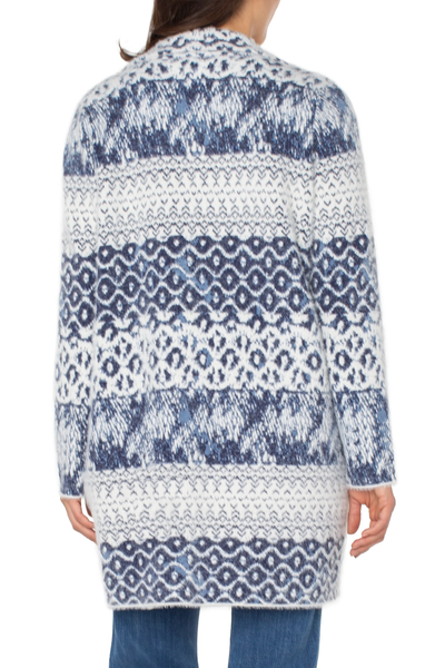 Liverpool Women's Open Front Coatigan Sweater / Navy Shibori Mixed Texture