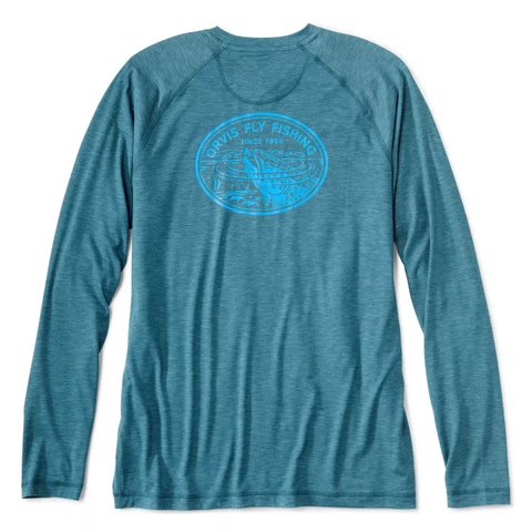Orvis Men's Dricast Logo LS Crew Shirt / Blue Lagoon